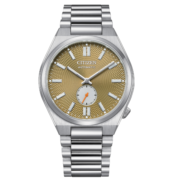 Reloj Citizen Tsuyosa Small Second NK5010-51X automático con esfera verde oliva y brazalete de acero inoxidable