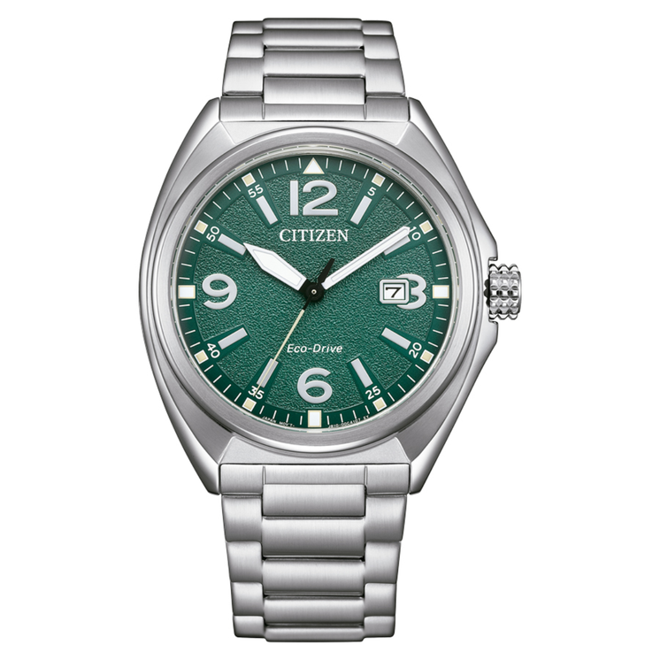 Reloj Citizen Military AW1571-76X Eco-Drive con esfera verde y brazalete de acero inoxidable