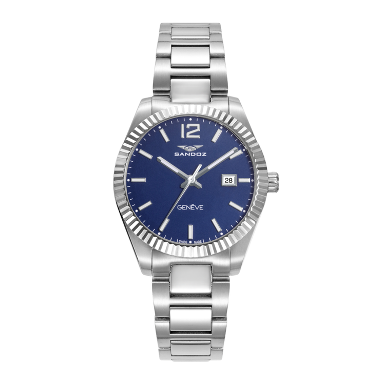 Reloj Sandoz Casual 81384-35 para mujer con esfera azul y brazalete de acero inoxidable