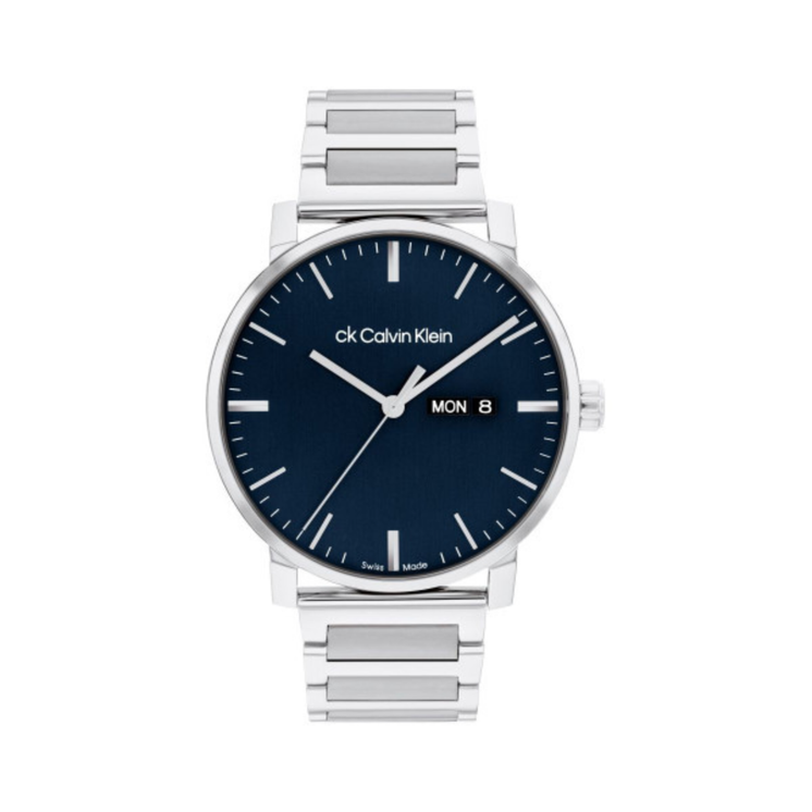 Reloj Calvin Klein Swiss Architectural 25000069 con esfera azul y brazalete de acero inoxidable