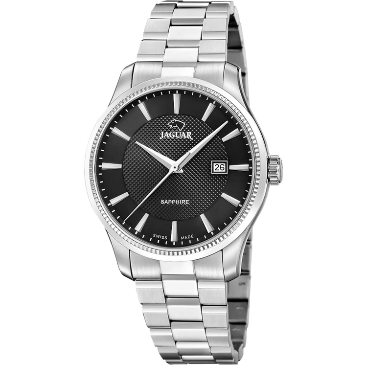 Reloj Jaguar Swiss Made J1041/5 para hombre con esfera negra y brazalete de acero inoxidable