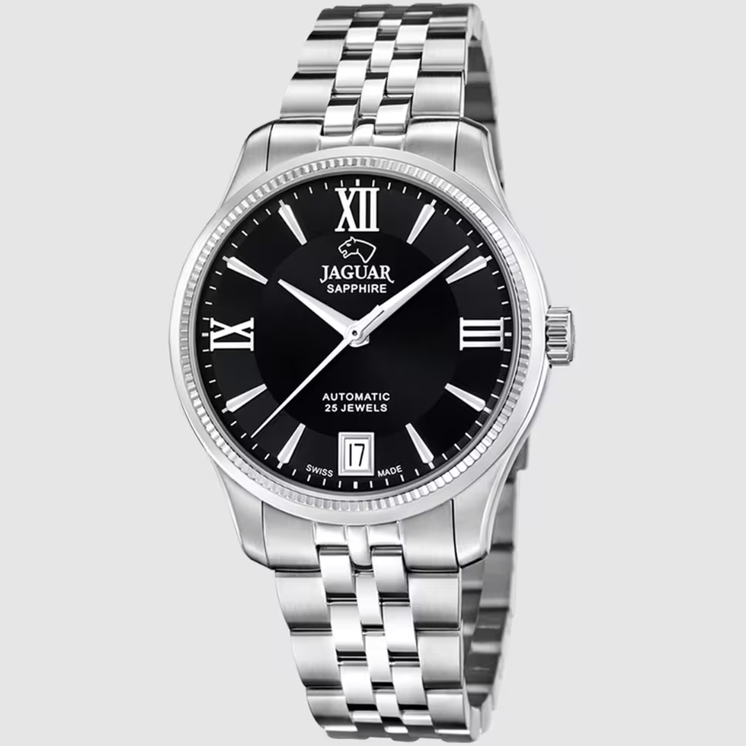 Reloj Jaguar Héritage Automático J1000/2 para mujer con esfera negra y brazalete de acero inoxidable