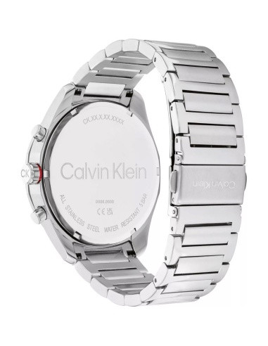 Vista trasera del Calvin Klein Force 25200264 con caja y brazalete de acero inoxidable