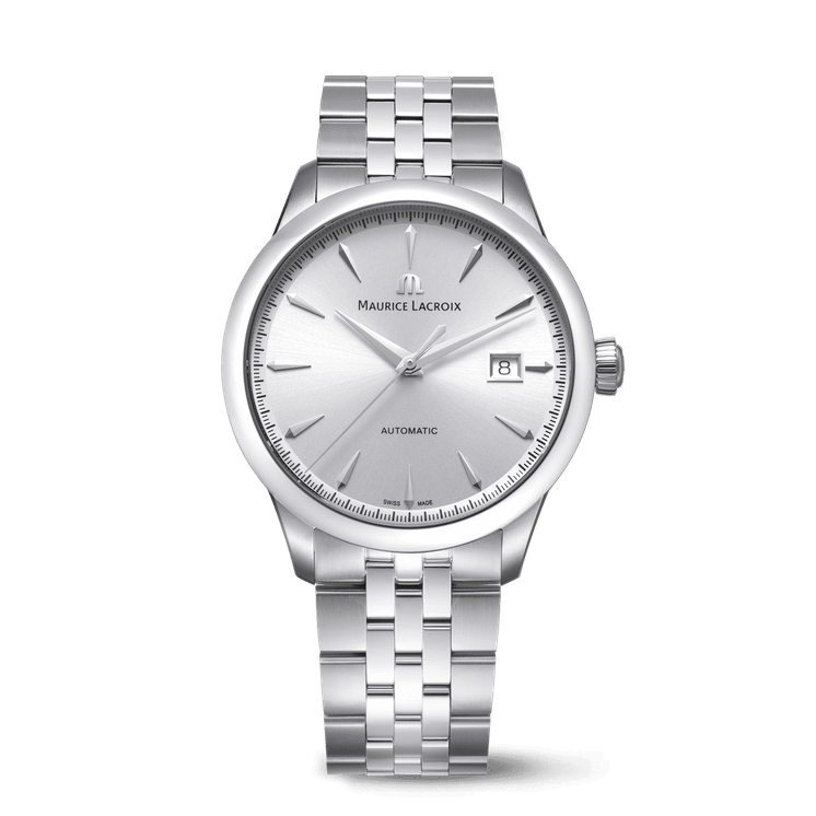 Reloj Maurice Lacroix 1975 Automatic 40mm 756008-SS002-130-1 con esfera plateada y brazalete de acero inoxidable
