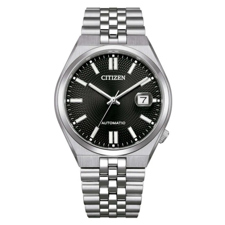Reloj Citizen Tsuyosa NK0020-55E automático con esfera negra y brazalete de acero inoxidable