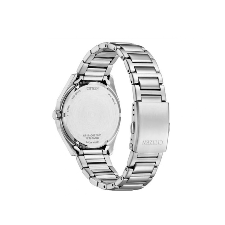 Vista trasera del Citizen BM7620-83M con caja de acero inoxidable y brazalete metálico
