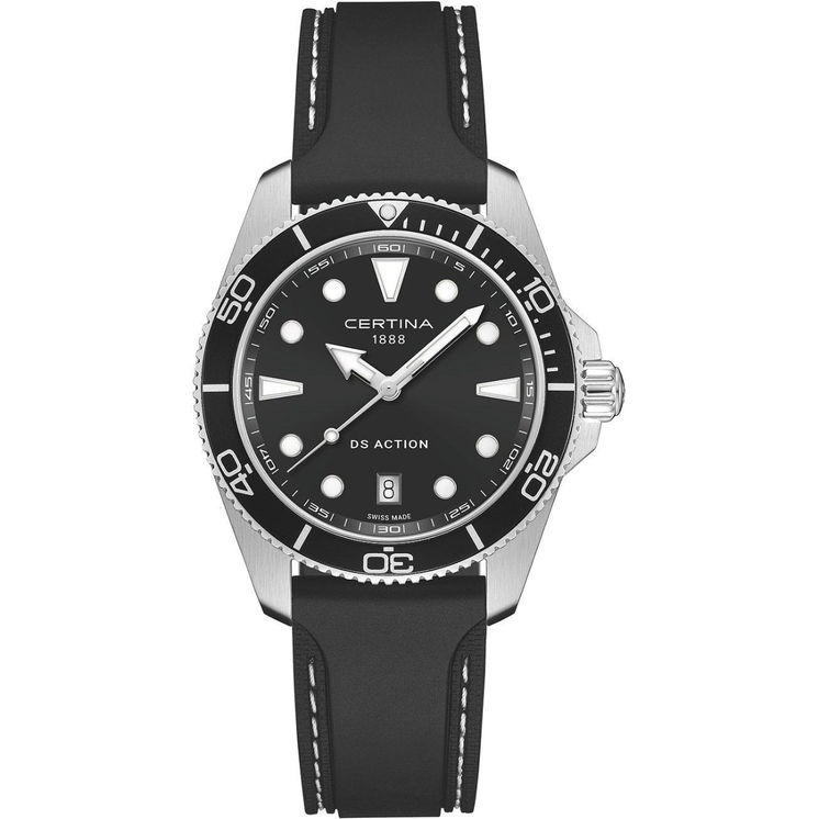 Reloj Certina DS Action 40mm C048.410.17.051.00 con esfera negra, bisel negro y correa negra