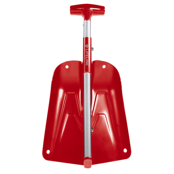 Aluminum Collapsing Auto Utility Shovel - Red - Collapsed Shovel - Front View