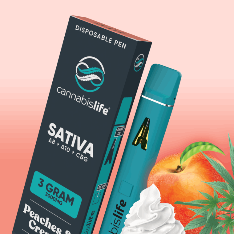 Peaches and Cream Sativa Delta-8 Disposable Vape Pen