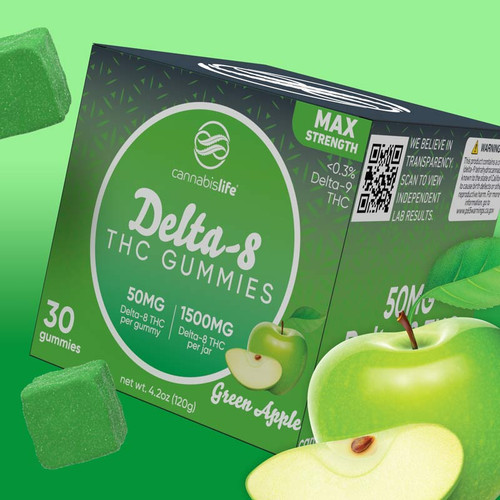 Green Apple Delta-8 Gummies – (30ct) 1500mg