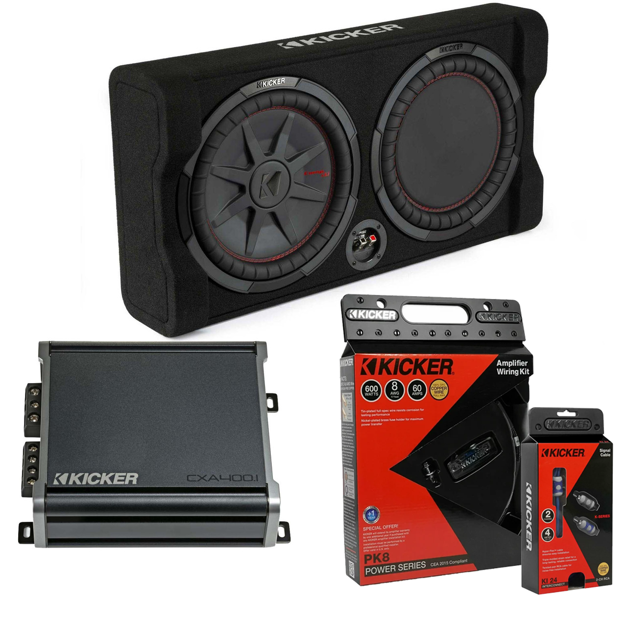 Kicker Comp RT 10in Subwoofer Enclosure Package and 46CXA4001 Amp