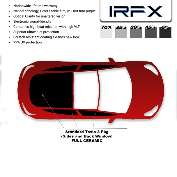 Tesla Model 3 Window Tint Ceramic Film with Lifetime Warranty IRFX-1-TESLA-3-1 Vehicle Window Tinting Solar Gard Window Film