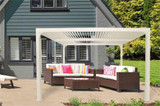 PARAGON OUTDOOR NOVARA 10X12 PERGOLA WITH LOUVERED CANOPY - WHITE