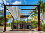PARAGON OUTDOOR FLORENCE 11X11 ALUMINUM PERGOLA WITH CHILEAN WOOD GRAIN FINISH/SILVER COLOR CONVERTIBLE CANOPY