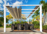 PARAGON OUTDOOR FLORENCE 11X11 WHITE ALUMINUM PERGOLA/SAND COLOR CONVERTIBLE CANOPY
