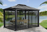 PARAGON OUTDOOR SANTA MONICA 11X13 HARD TOP GAZEBO WITH MOSQUITO NETTING