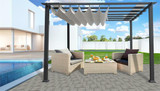 PARAGON OUTDOOR FLORENCE 11X11 ALUMINUM PERGOLA WITH GREY FRAME/SILVER COLOR CONVERTIBLE CANOPY