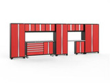 NEWAGE BOLD 3.0 RED 11 PC SET W/STAINLESS STEEL WORKTOPS & LED LIGHTS
