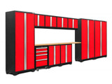 NEWAGE BOLD 3.0 RED 12 PIECE SET WITH BAMBOO WORKTOP & LED LIGHTS