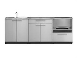 NEWAGE STAINLESS STEEL 4 PIECE OUTDOOR KITCHEN SINK SET WITH COUNTERTOP & COVERS