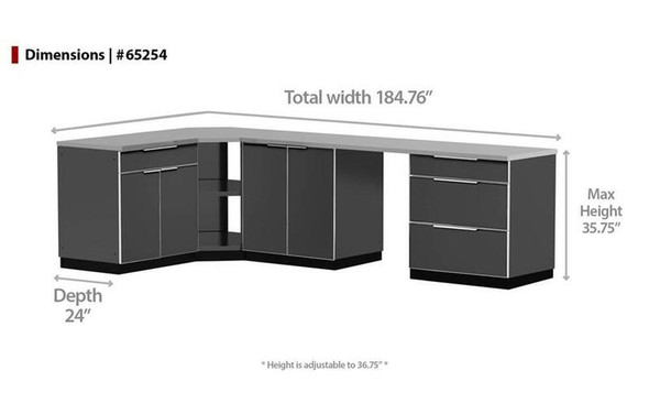 NEWAGE ALUMINUM SLATE 184"W X 24"D OUTDOOR KITCHEN COMBO W/COUNTERTOPS & COVERS