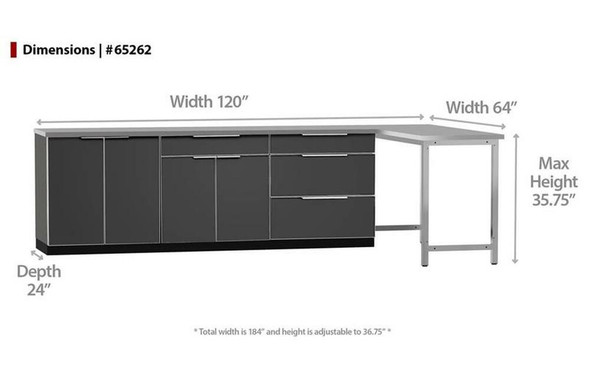 NEWAGE ALUMINUM SLATE 184"W X 24"D OUTDOOR KITCHEN SET W/COUNTERTOPS