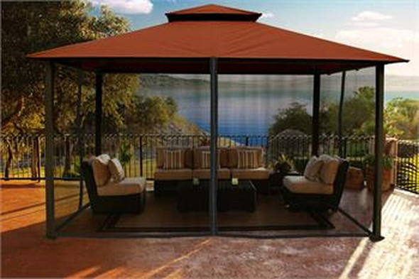 PARAGON OUTDOOR KINGSBURY 11X14 GAZEBO WITH RUST TOP & MOSQUITO NETTING