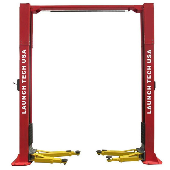 LAUNCH TECH USA TLT211-AS-R 11,000 LB. ALI CERTIFIED 2-POST ASYMMETRICAL CLEAR FLOOR LIFT - RED