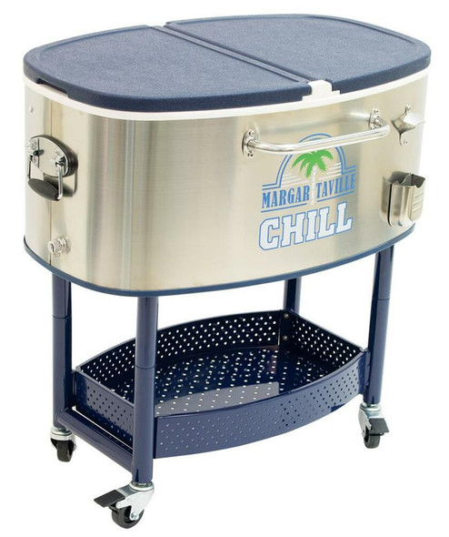 MARGARITAVILLE ROLLING OVAL STAINLESS STEEL COOLER - 82 QUART - MARGARITAVILLE CHILL