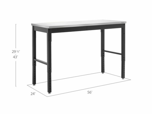 NEWAGE PRO SERIES 56" ADJUSTABLE HEIGHT STAINLESS STEEL WORKBENCH - BLACK