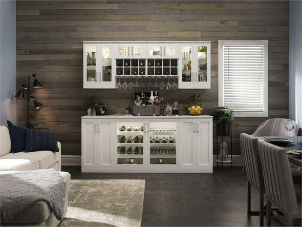 NEWAGE HOME BAR WHITE 8 PIECE CABINET SET - 21"