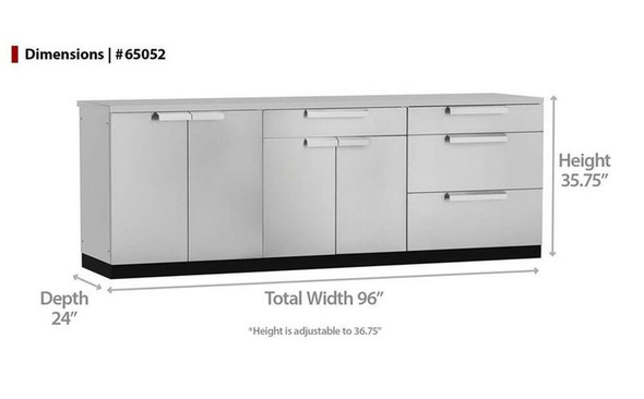 NEWAGE STAINLESS STEEL 96"W X 24"D OUTDOOR KITCHEN SET W/COUNTERTOP