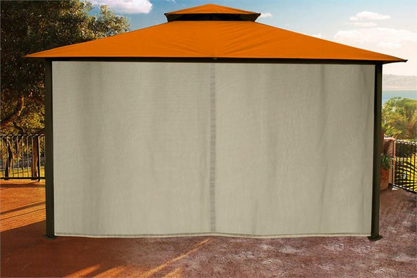 PARAGON OUTDOOR KINGSBURY 11X14 GAZEBO WITH RUST TOP, MOSQUITO NETTING, PRIVACY CURTAINS