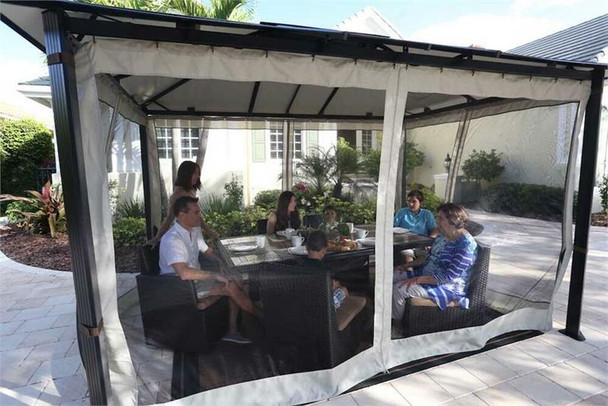 PARAGON OUTDOOR DURHAM 10X13 HARD TOP GAZEBO WITH MOSQUITO NETTING
