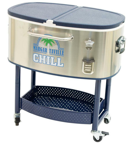 MARGARITAVILLE ROLLING OVAL STAINLESS STEEL COOLER - 82 QUART - MARGARITAVILLE CHILL