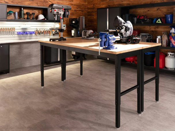NEWAGE PRO SERIES 84" ADJUSTABLE HEIGHT BAMBOO WORKBENCH - BLACK