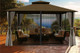 PARAGON OUTDOOR KINGSBURY 11X14 GAZEBO WITH COCOA SUNBRELLA TOP, MOSQUITO NETTING, PRIVACY CURTAINS