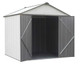 ARROW EZEE SHED STEEL STORAGE 8 X 7 FT. GALVANIZED HIGH GABLE CREAM WITH CHARCOAL TRIM