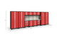 NEWAGE BOLD 3.0 RED 14 PIECE SET WITH STAINLESS STEEL WORKTOP, LED LIGHTS & BACKSPLASH