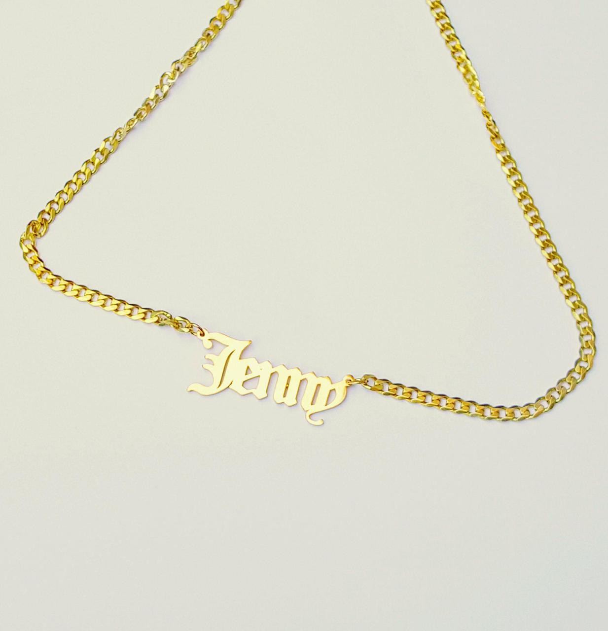 Cuban Link Old English Name Necklace 