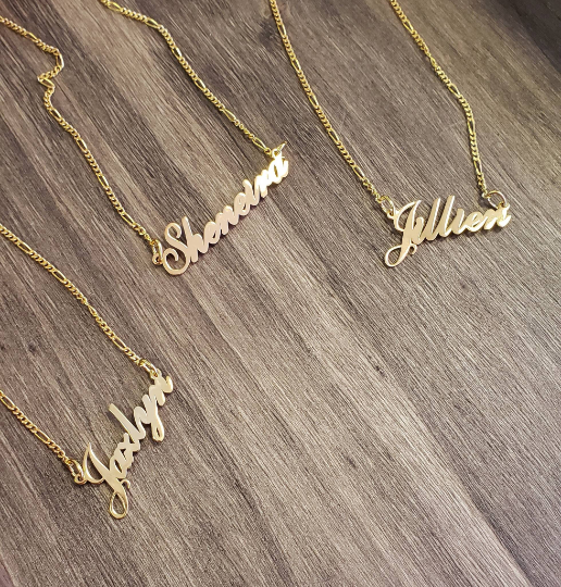 Cursive Gold Plated Name Necklace with 