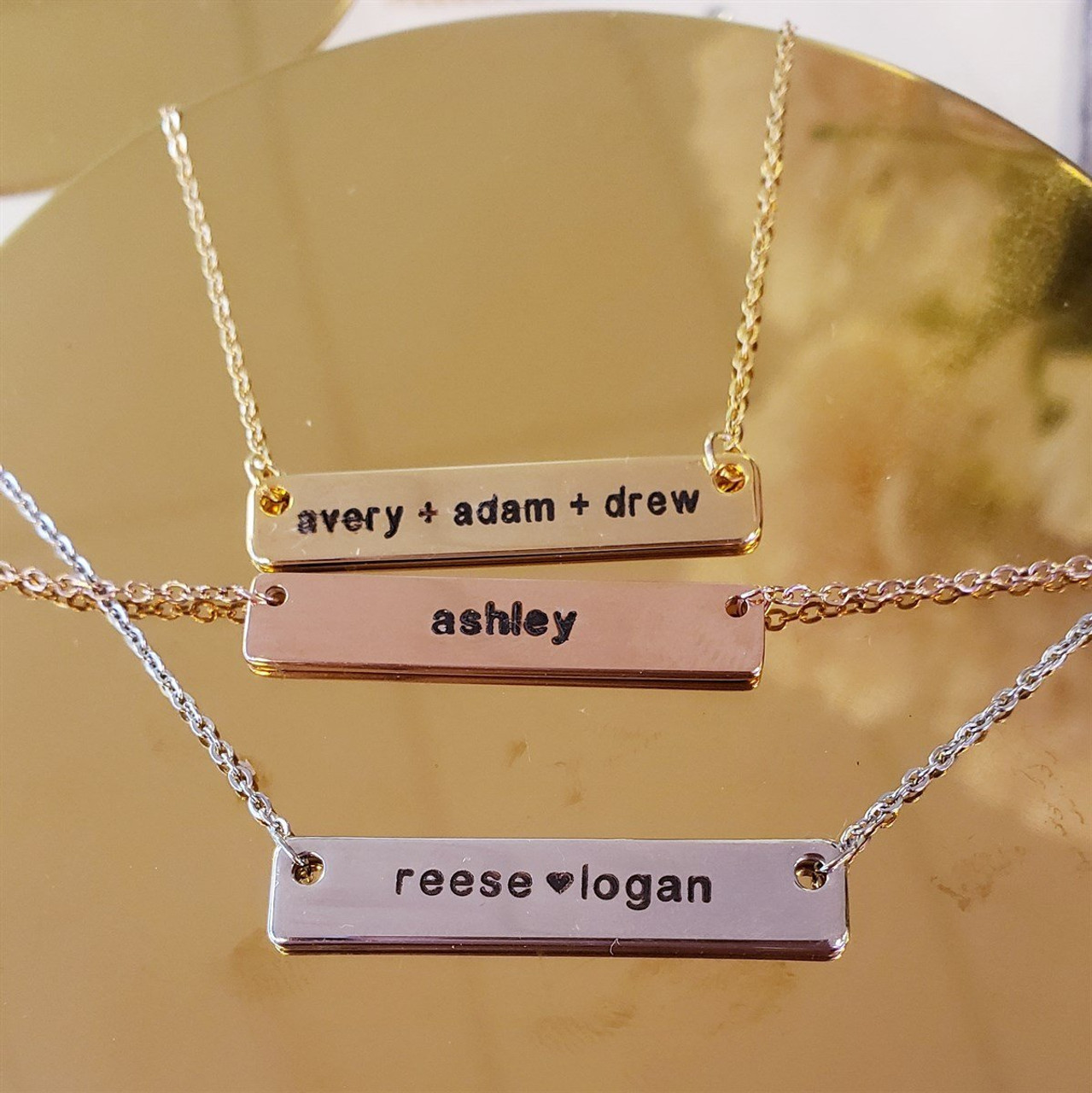 engraved block necklace