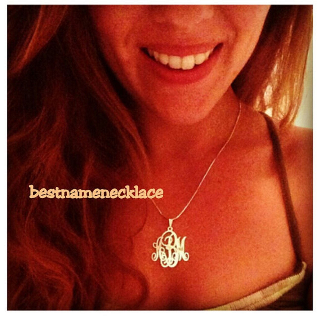 Script 3-Initial Petite Monogram Necklace