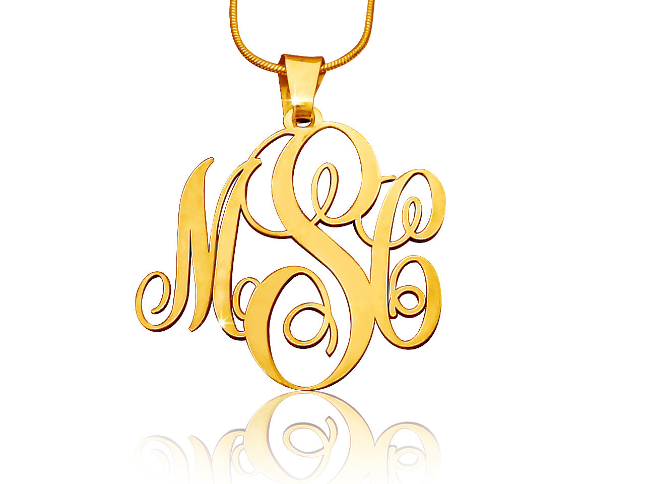 Custom made monogram pendant with personalized initials in script font