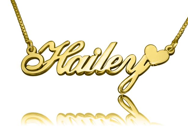 Name Necklace With Heart Hailey Style