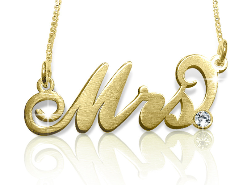Carrie Name Necklace with Swarovski Crystal - Main Image