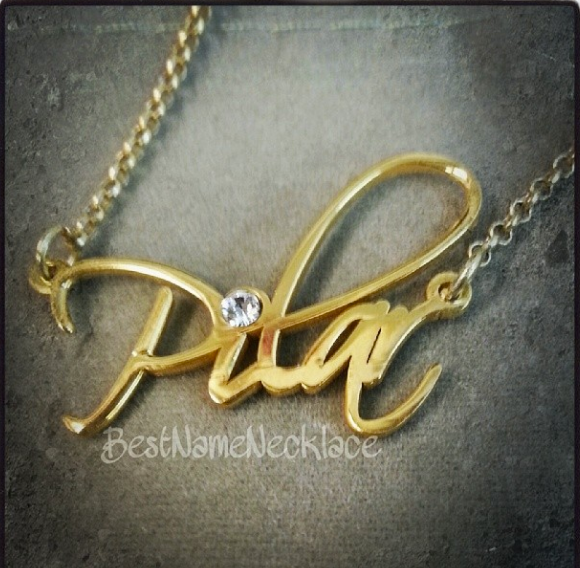 Gold Plated Monogram Name Necklace 