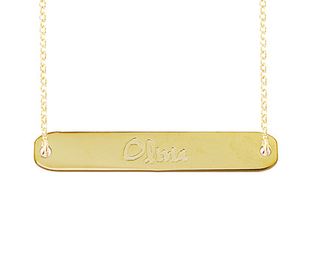 Personalized Name Plate Necklace, Engraved Gold Bar Necklace