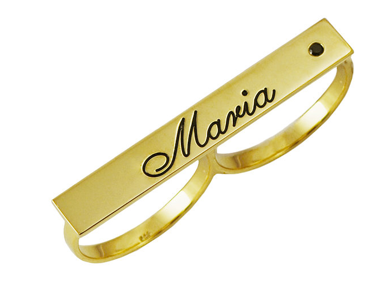 Men's 2 Finger Ring Slim Gold