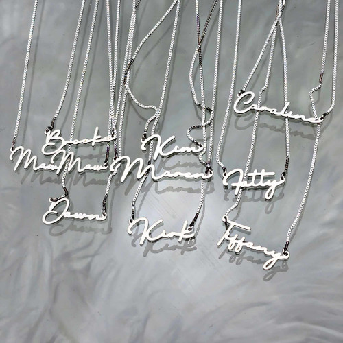 Sterling Silver Thin Name Necklace Personalized with any name or word